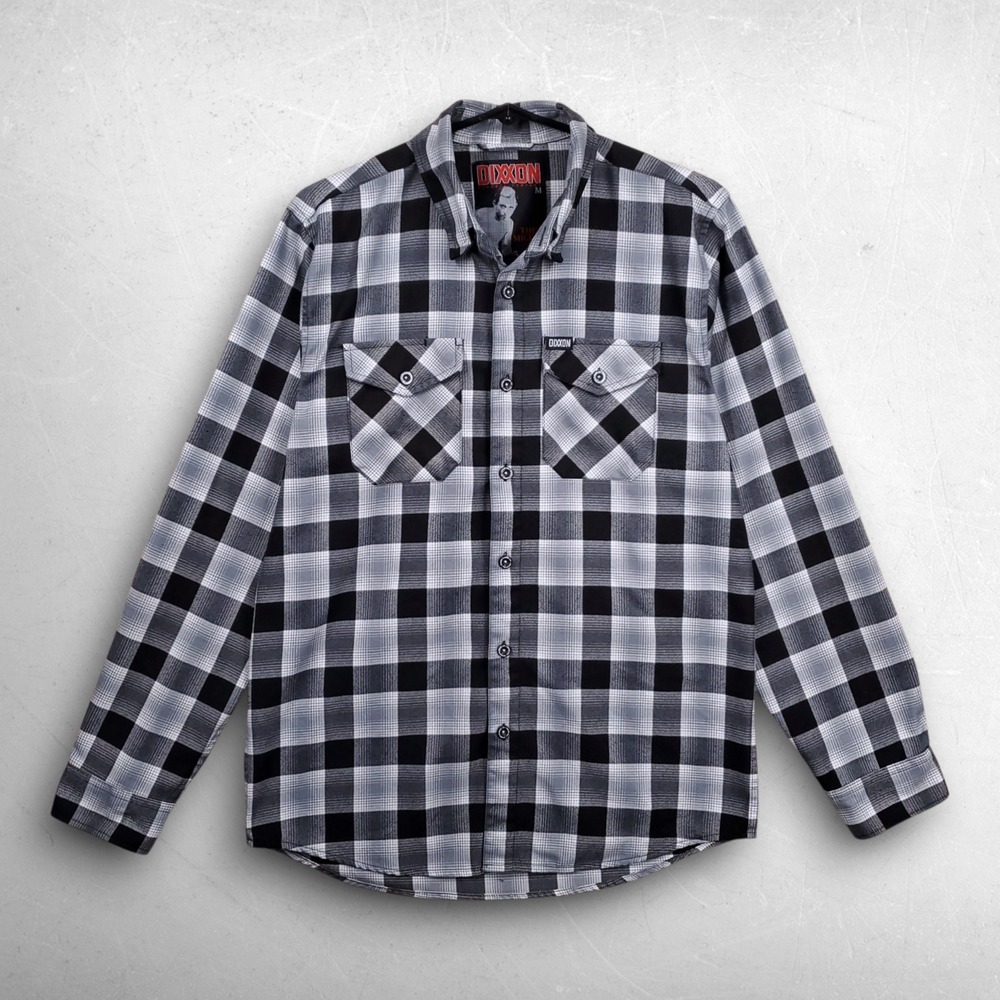 Dixxon Flannel Co The Mickey Shirt Mens Size M Black White Plaid Biker Workwear
